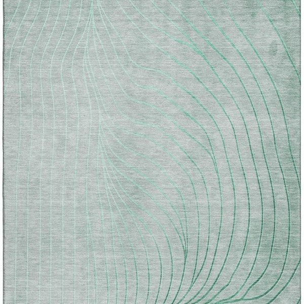 HomeRoots 10' X 14' Mint Green & Silver Abstract Area Rug – Washable, UV Protected, Durable, Family-Friendly Design 718121