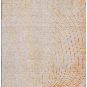 HomeRoots 5' X 8' Orange and Silver Abstract Area Rug - Machine Washable, UV Resistant, Non-Slip for Durability 718123