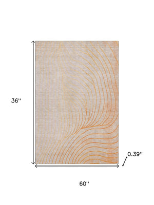 HomeRoots 5' X 8' Orange and Silver Abstract Area Rug - Machine Washable, UV Resistant, Non-Slip for Durability 718123