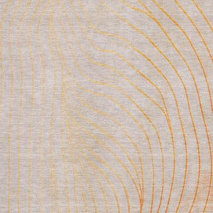 HomeRoots 8' Vibrant Orange and Silver Abstract Round Rug - Washable, UV-Protected, Durable for High-Traffic Areas 718124