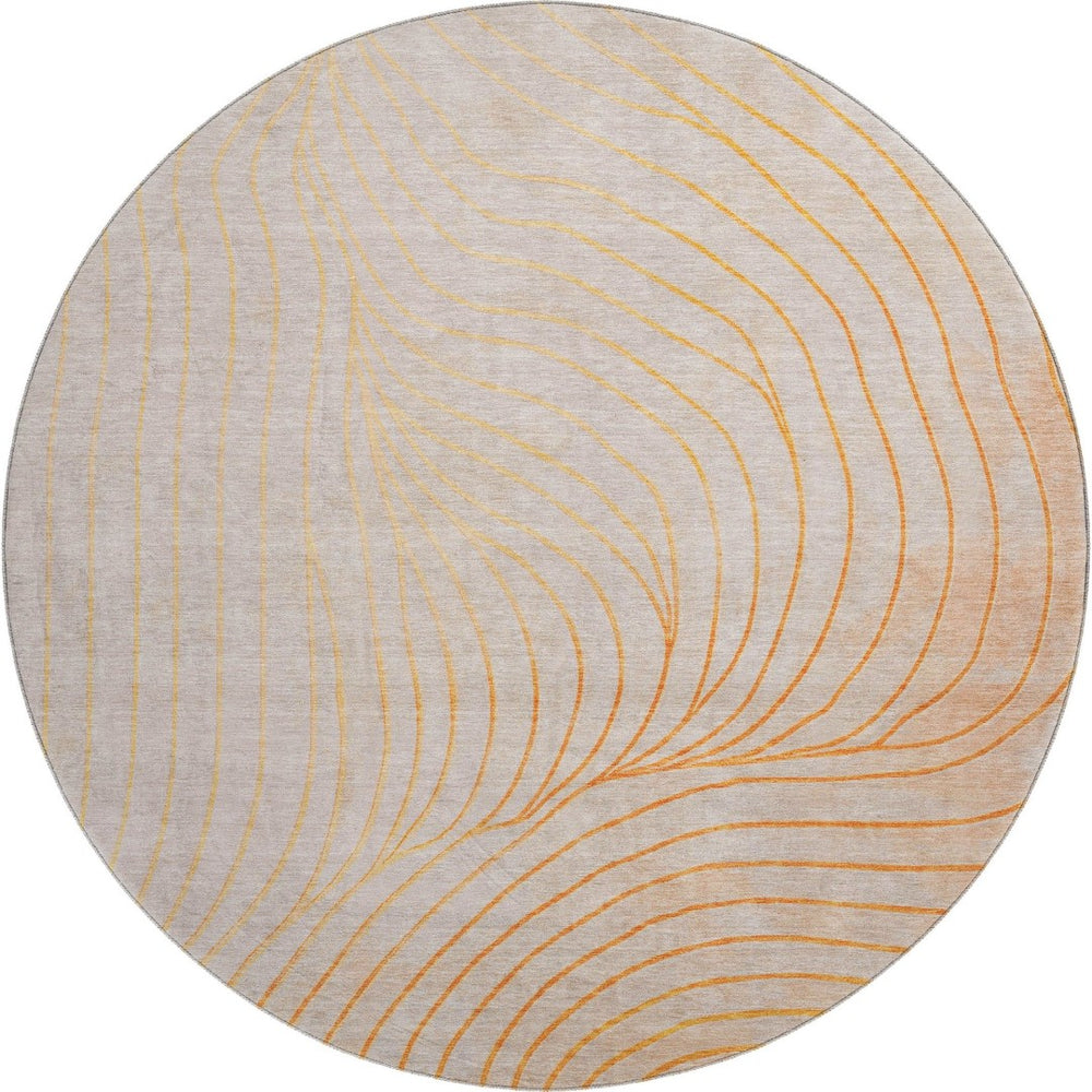 HomeRoots 8' X 10' Vibrant Orange & Silver Abstract Washable Area Rug with UV Protection for Modern Spaces 718125
