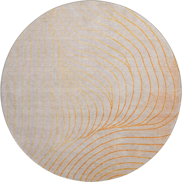 HomeRoots 8' X 10' Vibrant Orange & Silver Abstract Washable Area Rug with UV Protection for Modern Spaces 718125