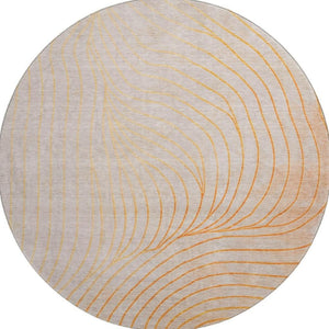 HomeRoots 8' X 10' Vibrant Orange & Silver Abstract Washable Area Rug with UV Protection for Modern Spaces 718125