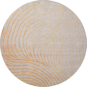 HomeRoots 8' X 10' Vibrant Orange & Silver Abstract Washable Area Rug with UV Protection for Modern Spaces 718125