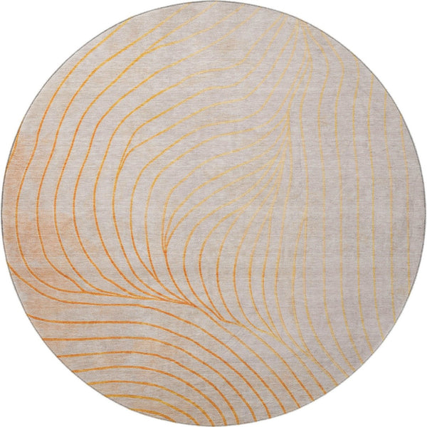 HomeRoots 8' X 10' Vibrant Orange & Silver Abstract Washable Area Rug with UV Protection for Modern Spaces 718125