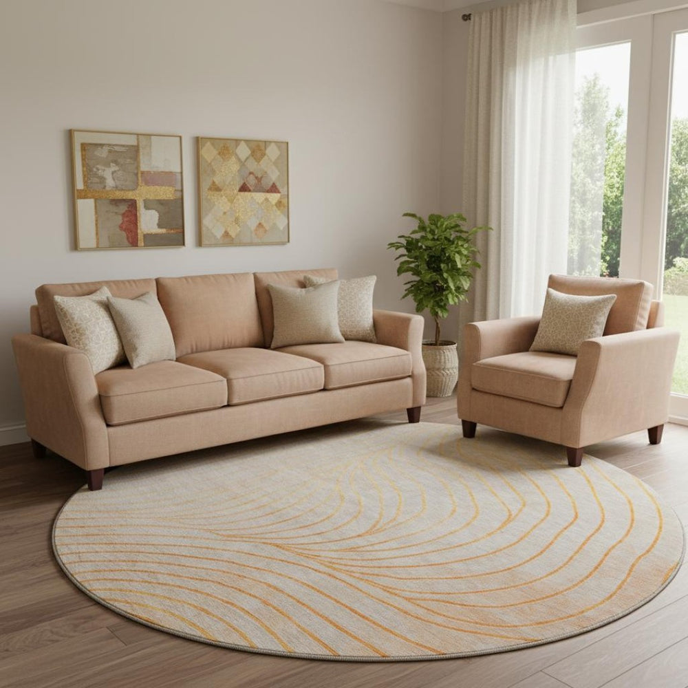 HomeRoots 8' X 10' Vibrant Orange & Silver Abstract Washable Area Rug with UV Protection for Modern Spaces 718125