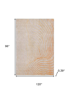 HomeRoots 9' X 12' Washable Orange and Silver Abstract Area Rug - Durable, UV-Protected, Stylish for Any Space 718126