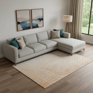 HomeRoots 9' X 12' Washable Orange and Silver Abstract Area Rug - Durable, UV-Protected, Stylish for Any Space 718126