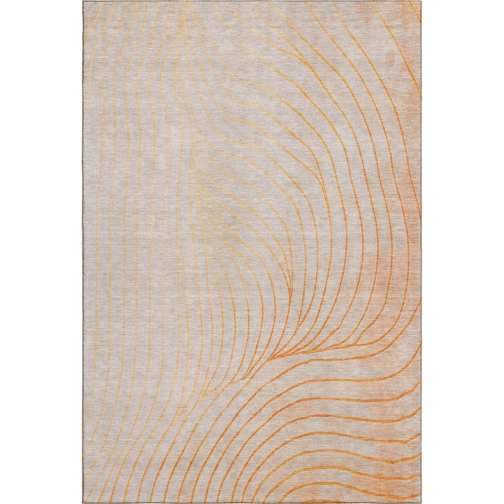 HomeRoots 10' X 14' Vibrant Orange and Silver Abstract Area Rug – Washable, UV Protected, Durable & Stylish! 718127