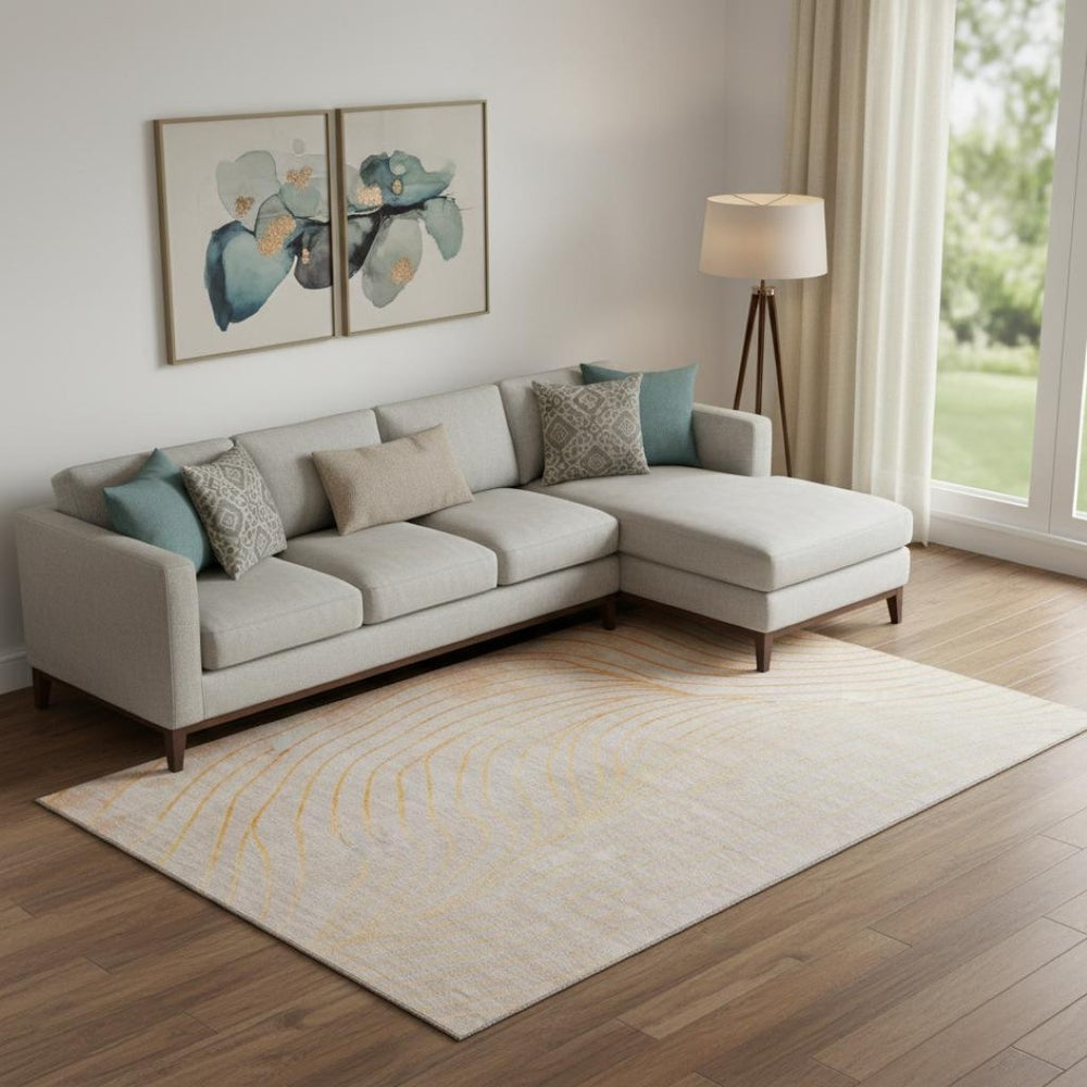 HomeRoots 10' X 14' Vibrant Orange and Silver Abstract Area Rug – Washable, UV Protected, Durable & Stylish! 718127