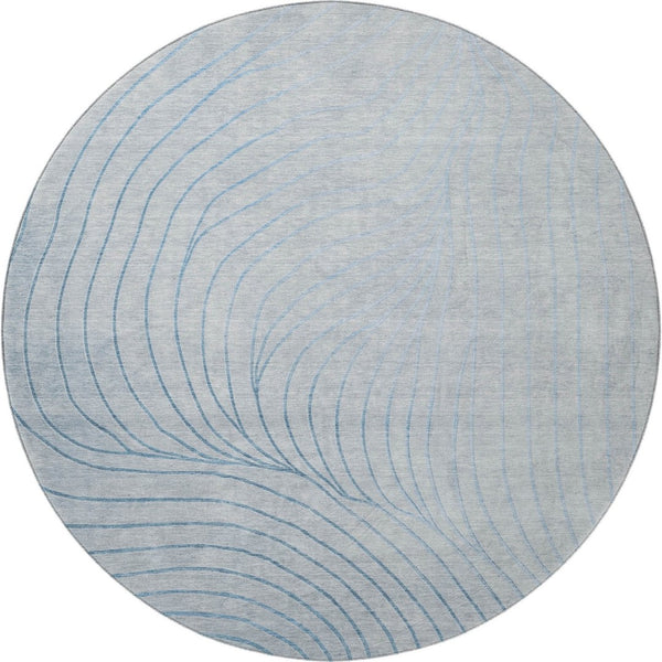HomeRoots 8' X 10' Sky Blue & Silver Abstract Washable Area Rug with UV Protection for Modern Living Spaces 718131