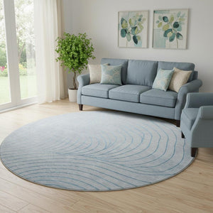 HomeRoots 8' X 10' Sky Blue & Silver Abstract Washable Area Rug with UV Protection for Modern Living Spaces 718131