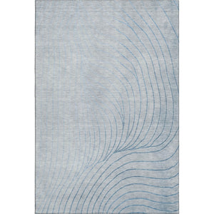 HomeRoots 9' X 12' Sky Blue & Silver Abstract Washable Area Rug – Durable, UV-Protected, Modern Style for Homes 718132