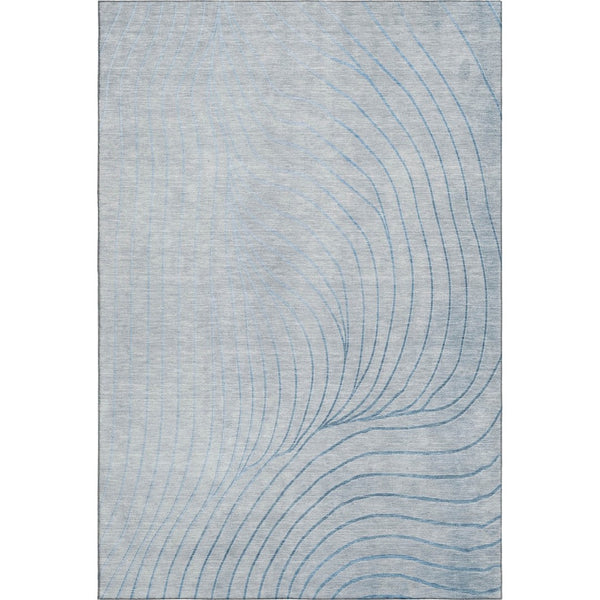 HomeRoots 9' X 12' Sky Blue & Silver Abstract Washable Area Rug – Durable, UV-Protected, Modern Style for Homes 718132