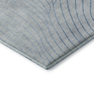 HomeRoots 9' X 12' Sky Blue & Silver Abstract Washable Area Rug – Durable, UV-Protected, Modern Style for Homes 718132