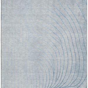 HomeRoots 9' X 12' Sky Blue & Silver Abstract Washable Area Rug – Durable, UV-Protected, Modern Style for Homes 718132