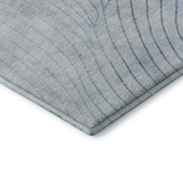 HomeRoots 10' X 14' Sky Blue & Silver Abstract Washable Area Rug - UV Protected, Durable & Easy-Care Design 718133