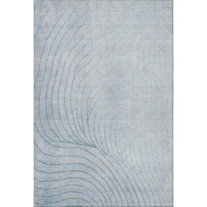HomeRoots 10' X 14' Sky Blue & Silver Abstract Washable Area Rug - UV Protected, Durable & Easy-Care Design 718133