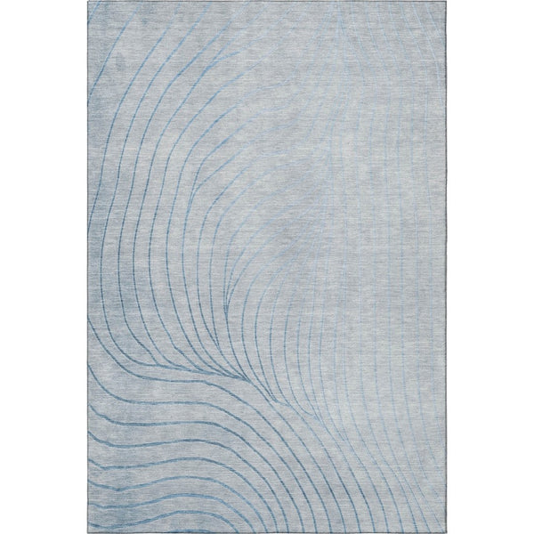 HomeRoots 10' X 14' Sky Blue & Silver Abstract Washable Area Rug - UV Protected, Durable & Easy-Care Design 718133