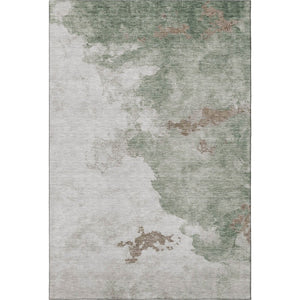 HomeRoots 8' Sage and Linen Abstract Round Rug - Washable, UV Protected, Durable, Stylish for Active Homes 718136