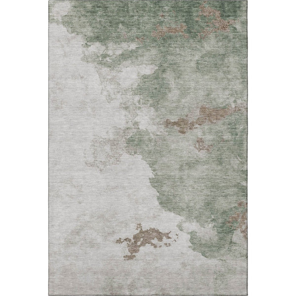 HomeRoots 8' Sage and Linen Abstract Round Rug - Washable, UV Protected, Durable, Stylish for Active Homes 718136