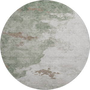 HomeRoots 8' X 10' Stylish Sage & Linen Abstract Washable Rug - UV Resistant, Easy-Care for Family Spaces! 718137