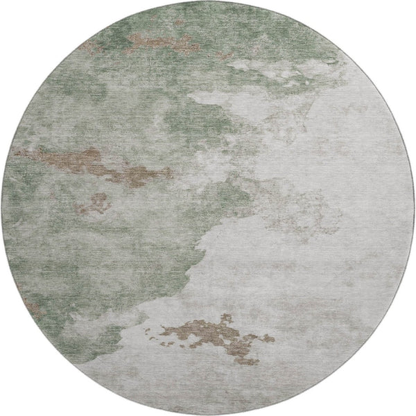 HomeRoots 8' X 10' Stylish Sage & Linen Abstract Washable Rug - UV Resistant, Easy-Care for Family Spaces! 718137