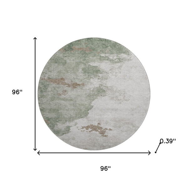 HomeRoots 8' X 10' Stylish Sage & Linen Abstract Washable Rug - UV Resistant, Easy-Care for Family Spaces! 718137