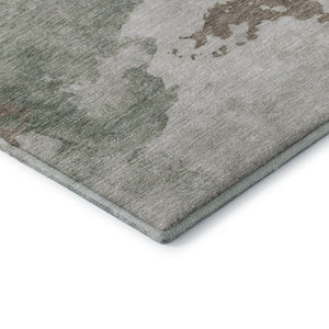 HomeRoots 10' X 14' Sage And Linen Abstract Washable Area Rug – Durable, UV-Protected, Perfect For High-Traffic Rooms! 718139