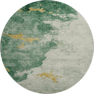 HomeRoots 8' X 10' Emerald and Gold Washable Area Rug - Modern Abstract Design with UV Protection & Durability 718143