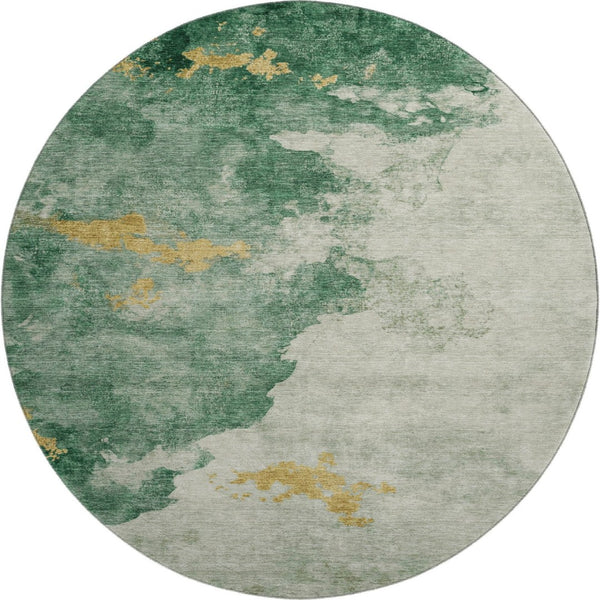 HomeRoots 8' X 10' Emerald and Gold Washable Area Rug - Modern Abstract Design with UV Protection & Durability 718143