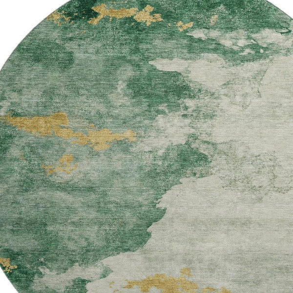 HomeRoots 8' X 10' Emerald and Gold Washable Area Rug - Modern Abstract Design with UV Protection & Durability 718143