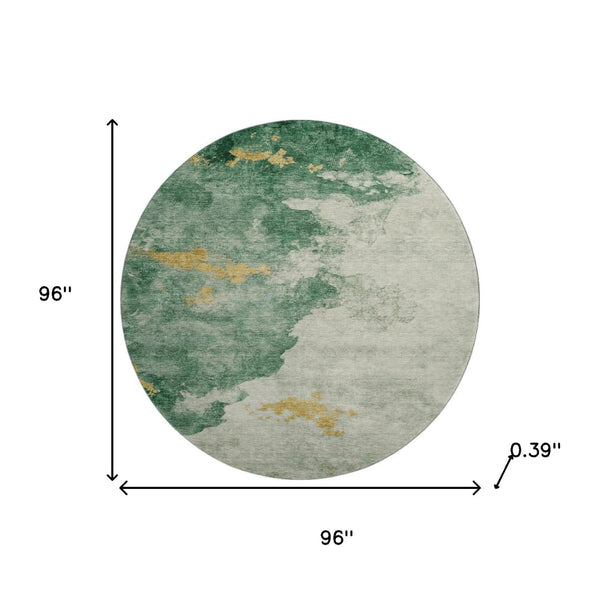 HomeRoots 8' X 10' Emerald and Gold Washable Area Rug - Modern Abstract Design with UV Protection & Durability 718143