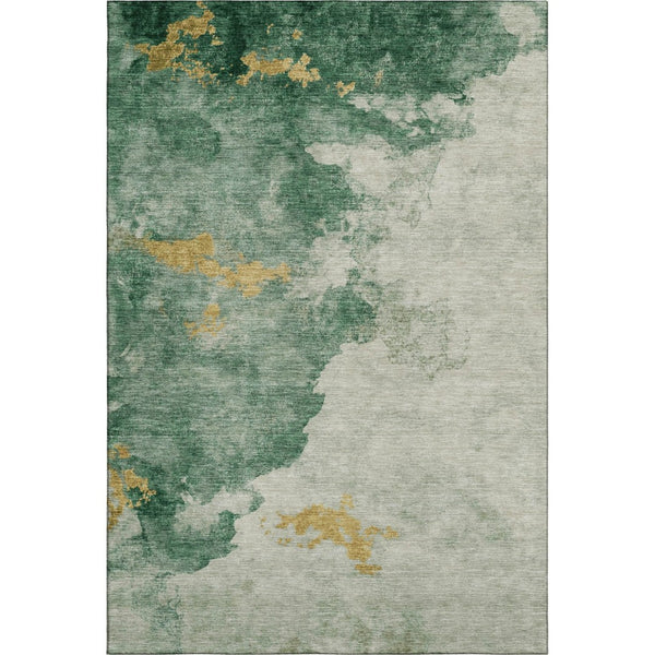 HomeRoots 9' X 12' Emerald & Gold Abstract Area Rug – Stylish, Washable, UV-Protected, Durable for Active Homes 718144