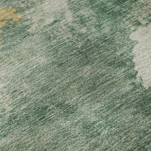 HomeRoots 9' X 12' Emerald & Gold Abstract Area Rug – Stylish, Washable, UV-Protected, Durable for Active Homes 718144