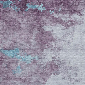 HomeRoots 8' Lavender and Teal Abstract Washable Round Rug – UV Protected, Stylish, Durable, Easy to Clean 718148