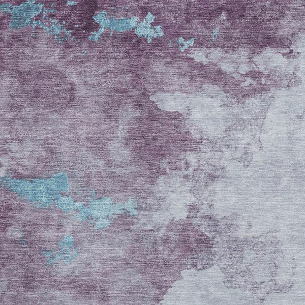 HomeRoots 8' Lavender and Teal Abstract Washable Round Rug – UV Protected, Stylish, Durable, Easy to Clean 718148