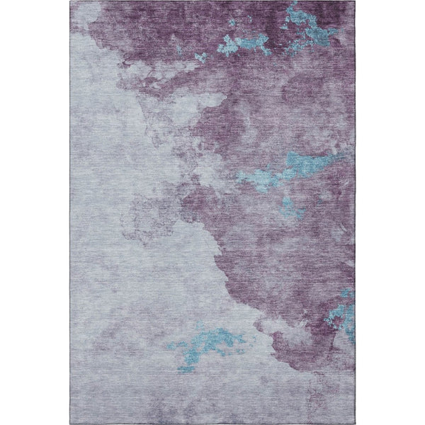 HomeRoots 8' Lavender and Teal Abstract Washable Round Rug – UV Protected, Stylish, Durable, Easy to Clean 718148