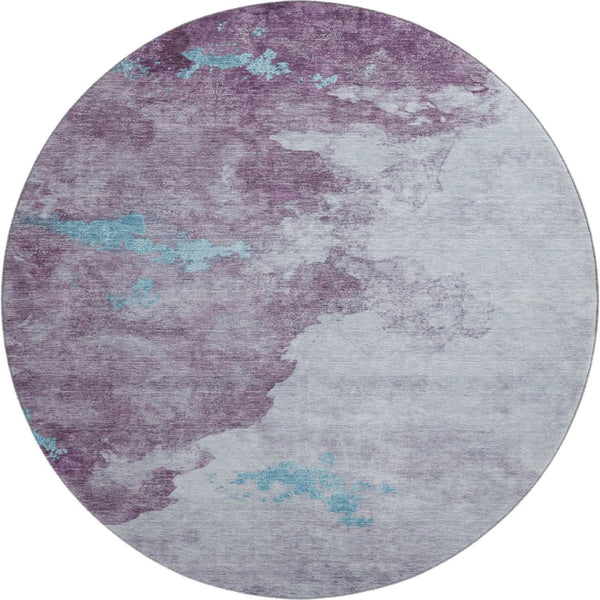 HomeRoots 8' X 10' Stylish Lavender and Teal Abstract Washable Area Rug with UV Protection for Modern Homes 718149