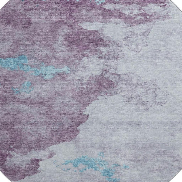 HomeRoots 8' X 10' Stylish Lavender and Teal Abstract Washable Area Rug with UV Protection for Modern Homes 718149
