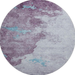 HomeRoots 8' X 10' Stylish Lavender and Teal Abstract Washable Area Rug with UV Protection for Modern Homes 718149