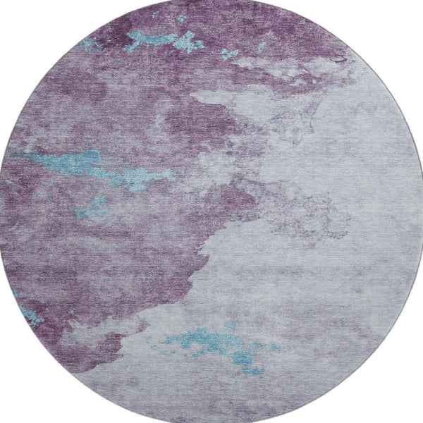 HomeRoots 8' X 10' Stylish Lavender and Teal Abstract Washable Area Rug with UV Protection for Modern Homes 718149