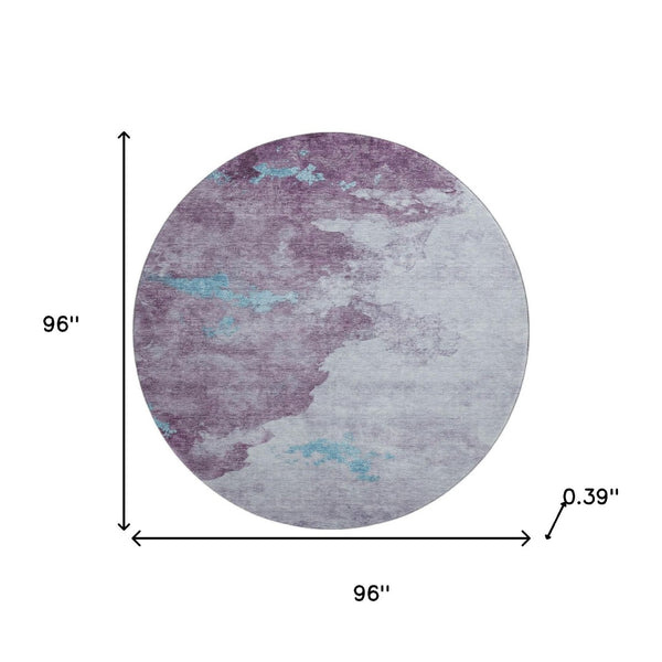 HomeRoots 8' X 10' Stylish Lavender and Teal Abstract Washable Area Rug with UV Protection for Modern Homes 718149