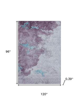 HomeRoots 9' X 12' Stylish Lavender & Teal Abstract Area Rug - Washable, UV Protected & Perfect for Families! 718150