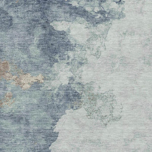HomeRoots 8' Pale Aqua & Taupe Abstract Washable Rug - UV Protected, Durable for Kids & Pets, Easy Care Design 718154