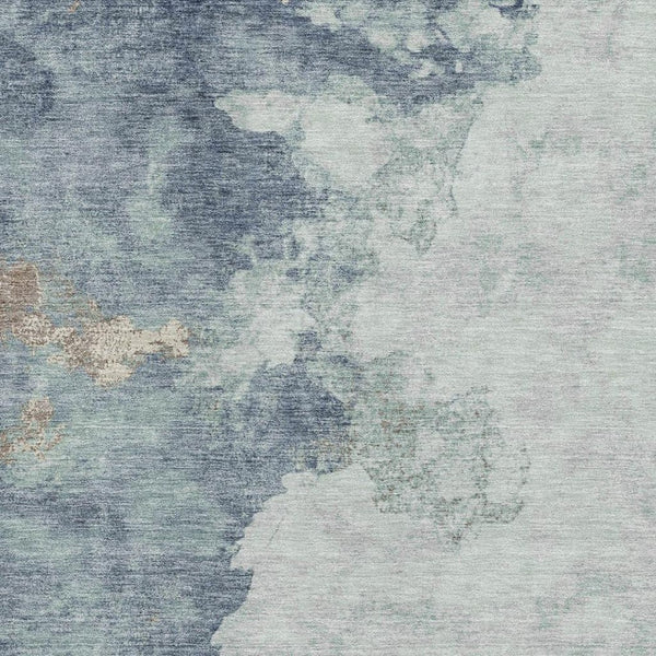 HomeRoots 8' Pale Aqua & Taupe Abstract Washable Rug - UV Protected, Durable for Kids & Pets, Easy Care Design 718154