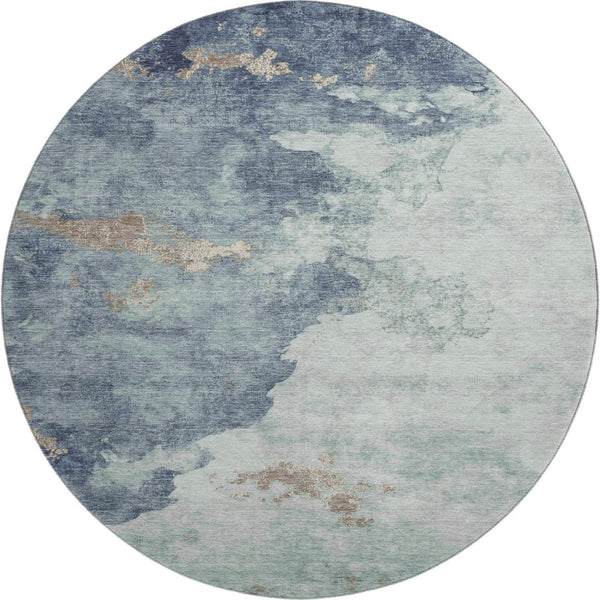 HomeRoots 8' X 10' Pale Aqua & Taupe Washable Area Rug - Durable, UV-Protected, Modern Abstract Design for Homes 718155
