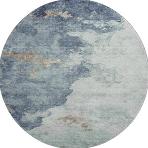 HomeRoots 8' X 10' Pale Aqua & Taupe Washable Area Rug - Durable, UV-Protected, Modern Abstract Design for Homes 718155