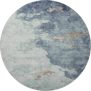 HomeRoots 8' X 10' Pale Aqua & Taupe Washable Area Rug - Durable, UV-Protected, Modern Abstract Design for Homes 718155