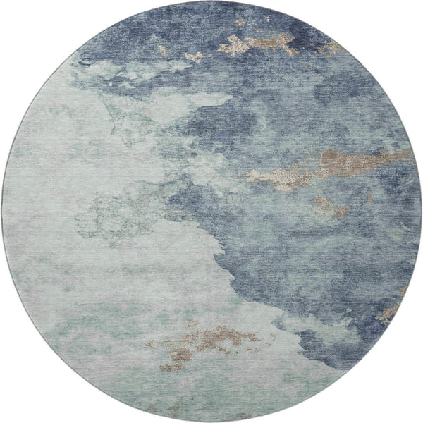 HomeRoots 8' X 10' Pale Aqua & Taupe Washable Area Rug - Durable, UV-Protected, Modern Abstract Design for Homes 718155